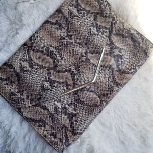 Large snake print clutch